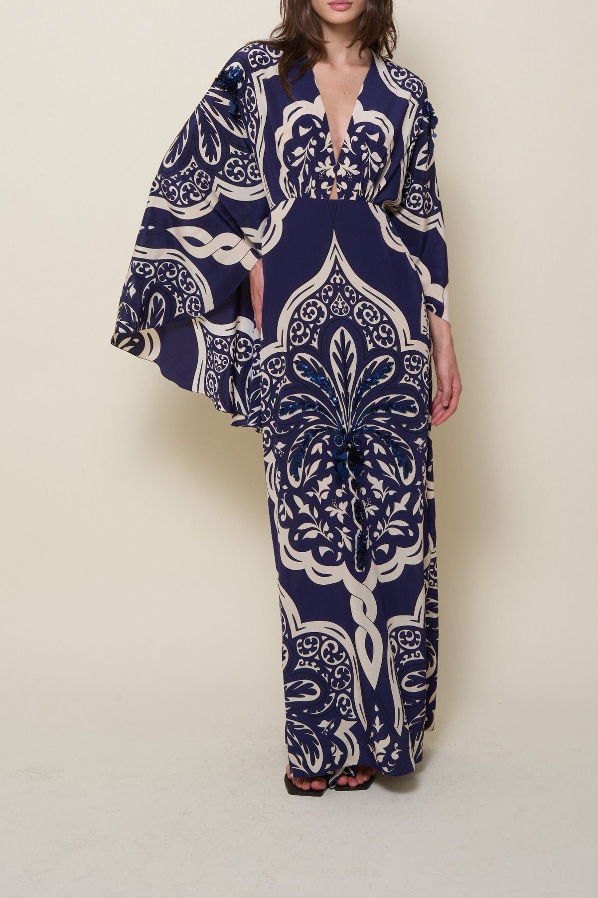 Traditional silk dress - Navy blue
