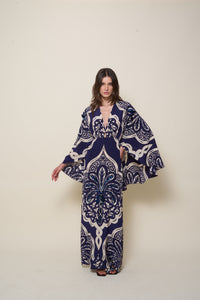 Traditional silk dress - Navy blue