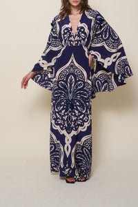 Traditional silk dress - Navy blue