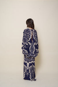 Traditional silk dress - Navy blue