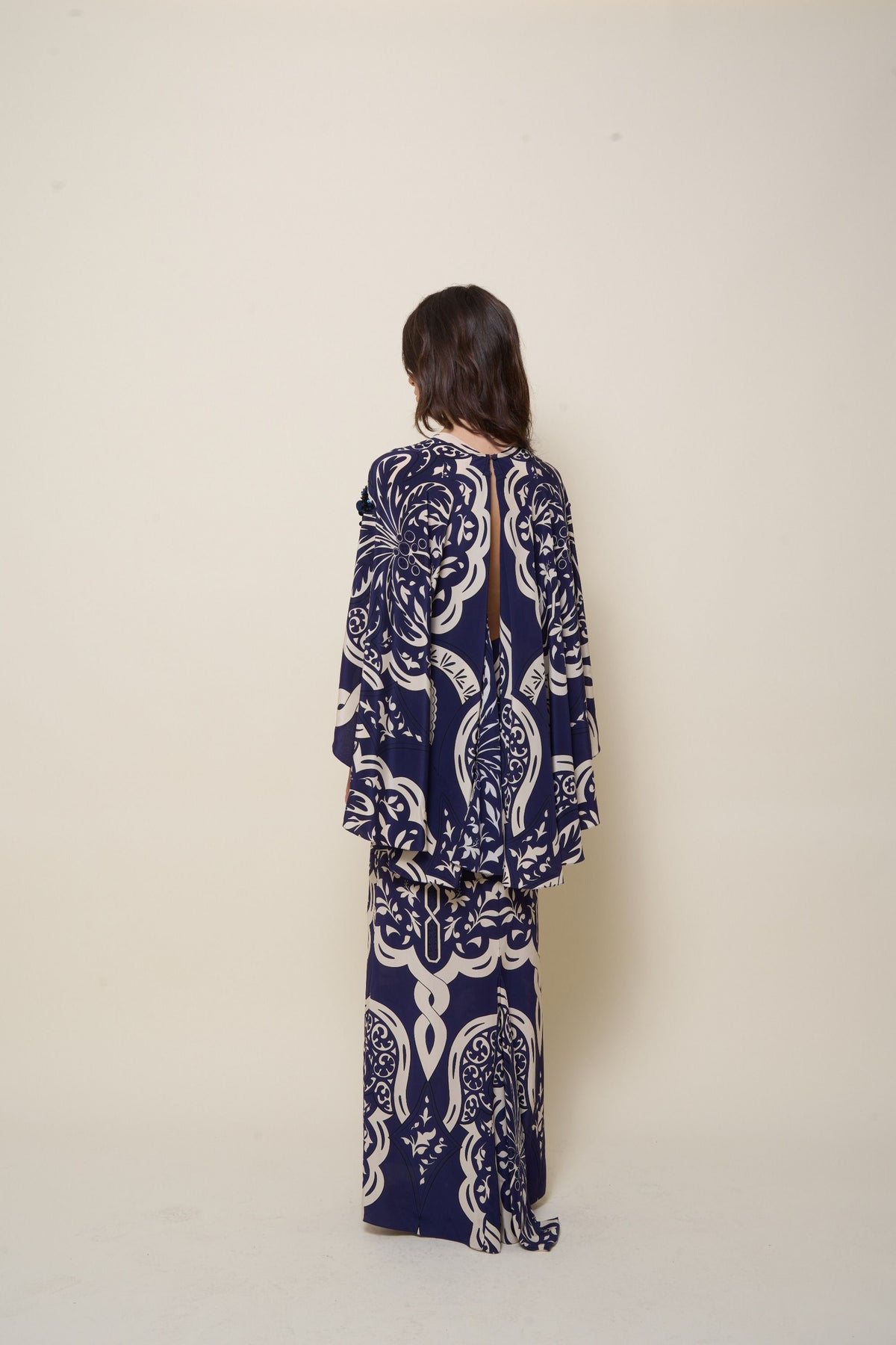 Traditional silk dress - Navy blue