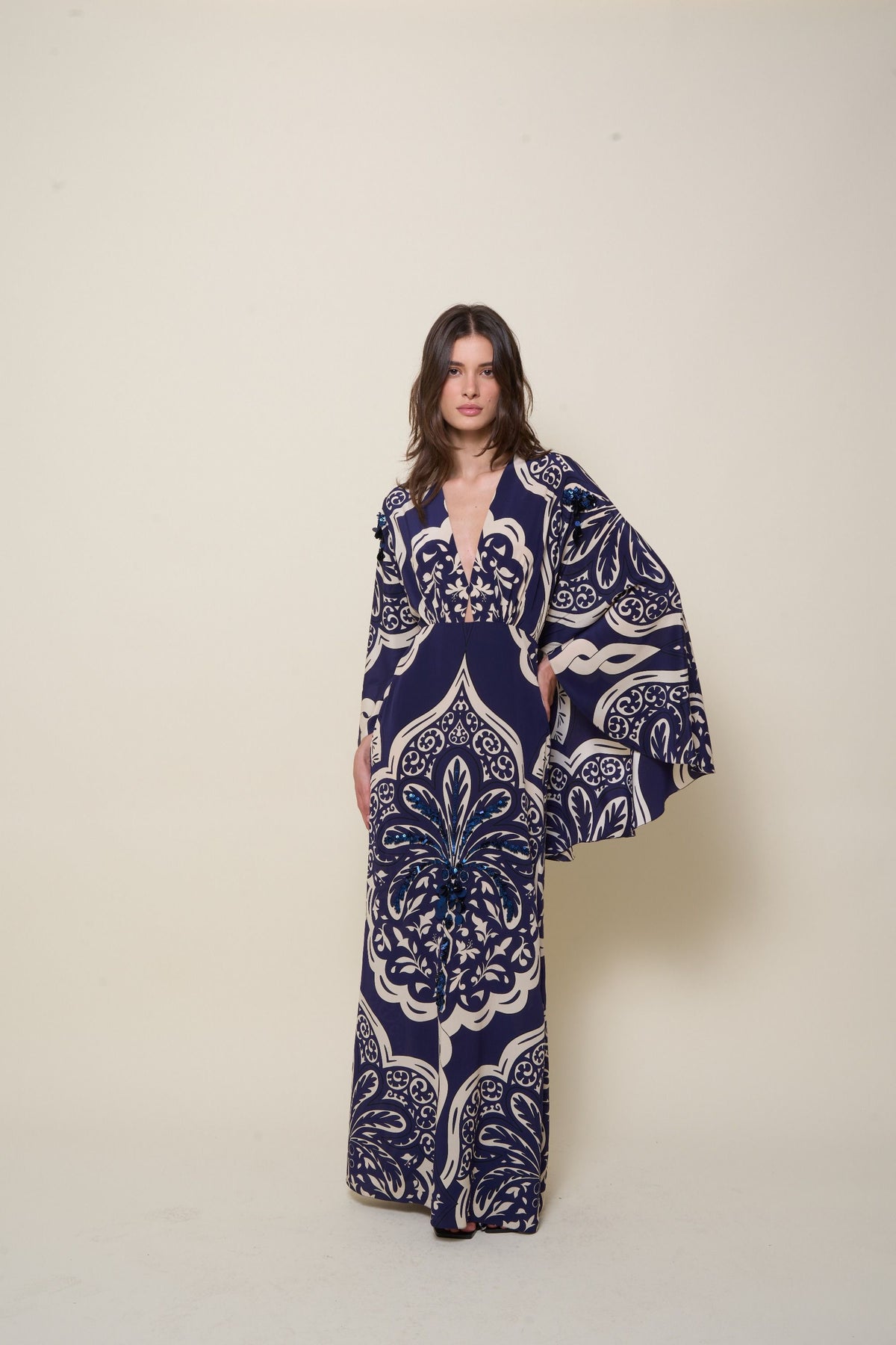 Traditional silk dress - Navy blue