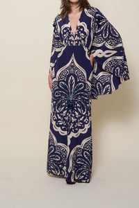Traditional silk dress - Navy blue