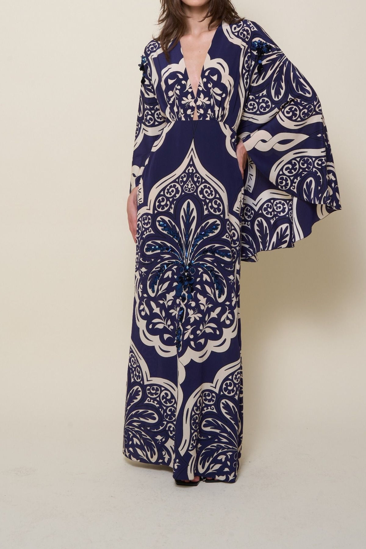 Traditional silk dress - Navy blue