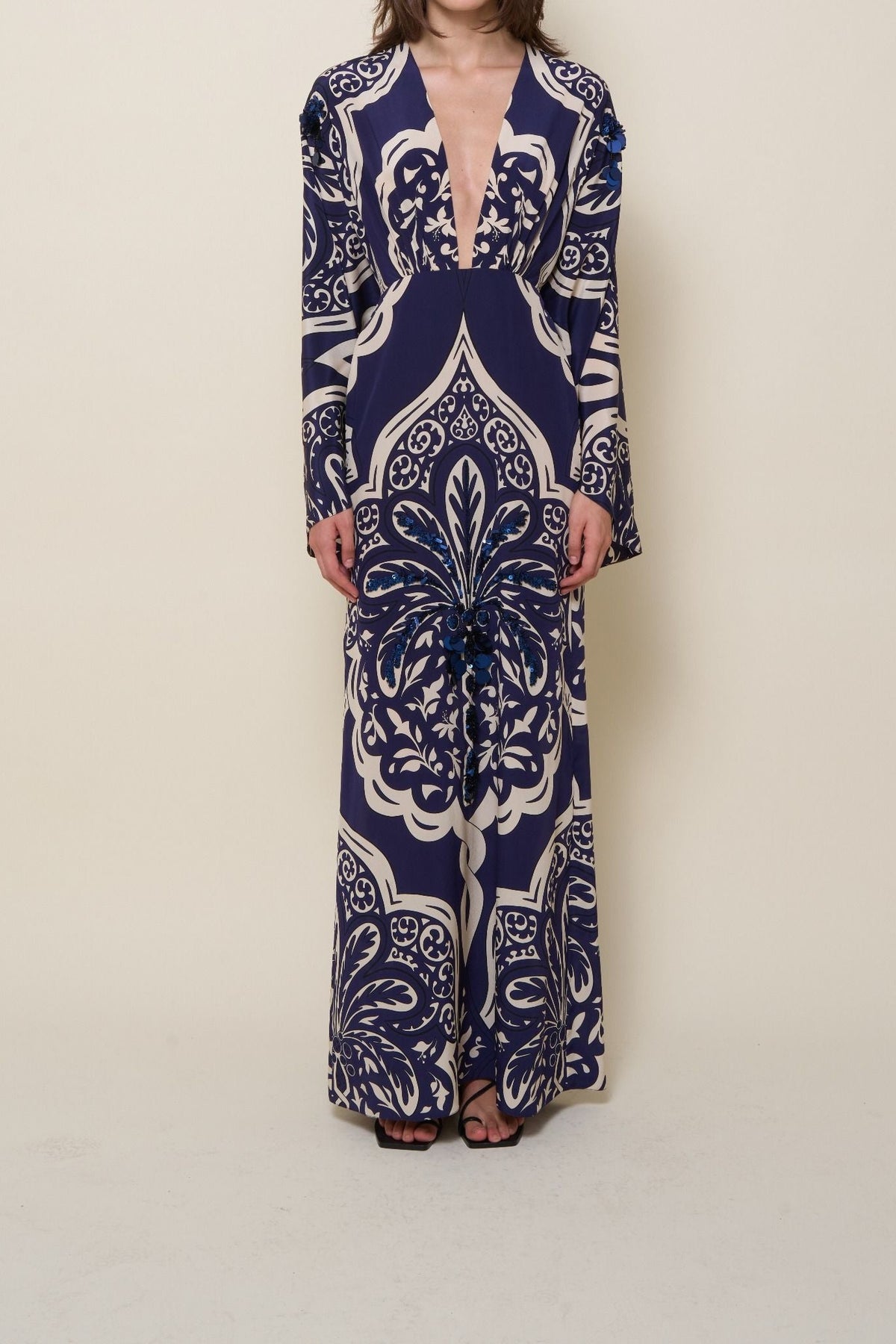 Traditional silk dress - Navy blue