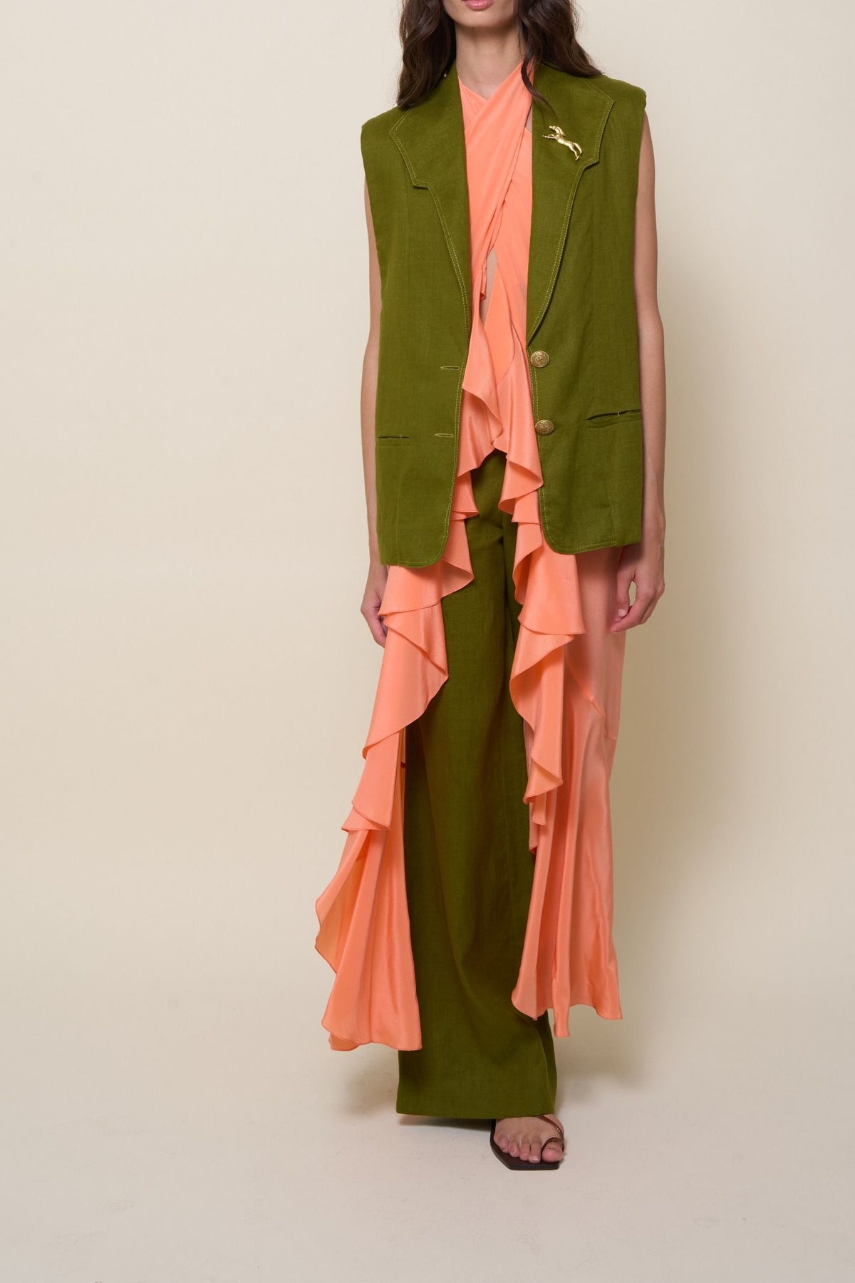 Into The Andalusian Tropic' silk top - Orange