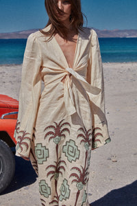 Sailing Flags linen dress - Brown