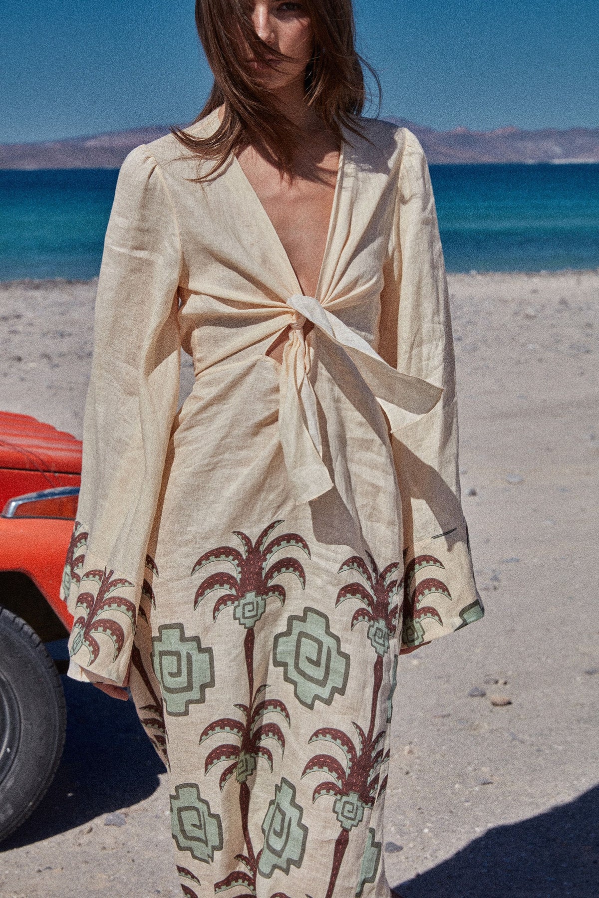 Sailing Flags linen dress - Brown
