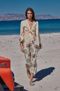 Sailing Flags linen dress - Brown