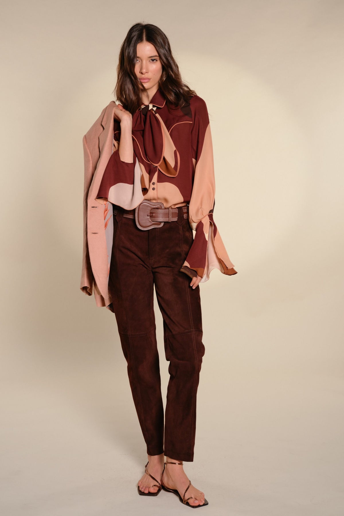 Chemise High Tides en soie - Marron