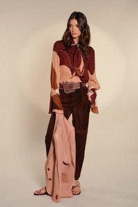 Chemise High Tides en soie - Marron