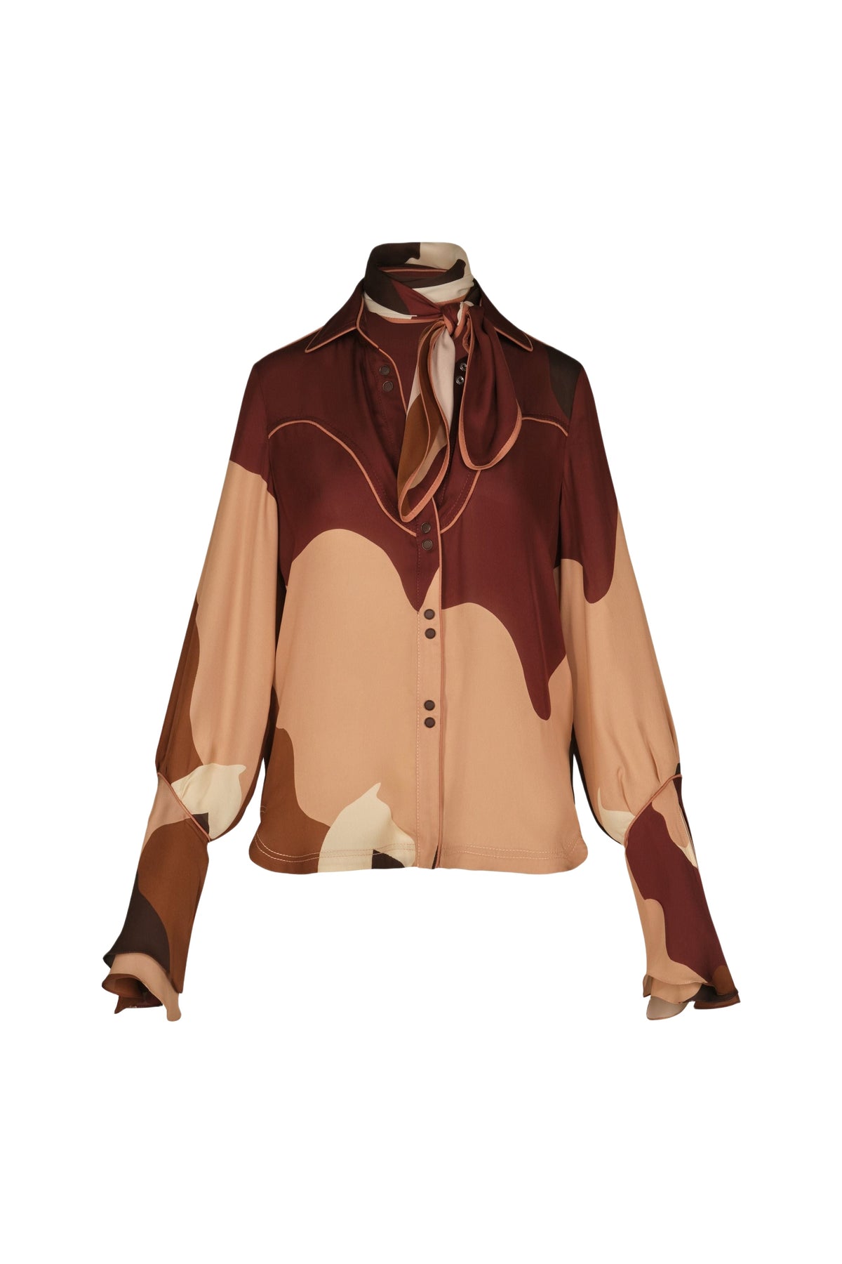 Chemise High Tides en soie - Marron