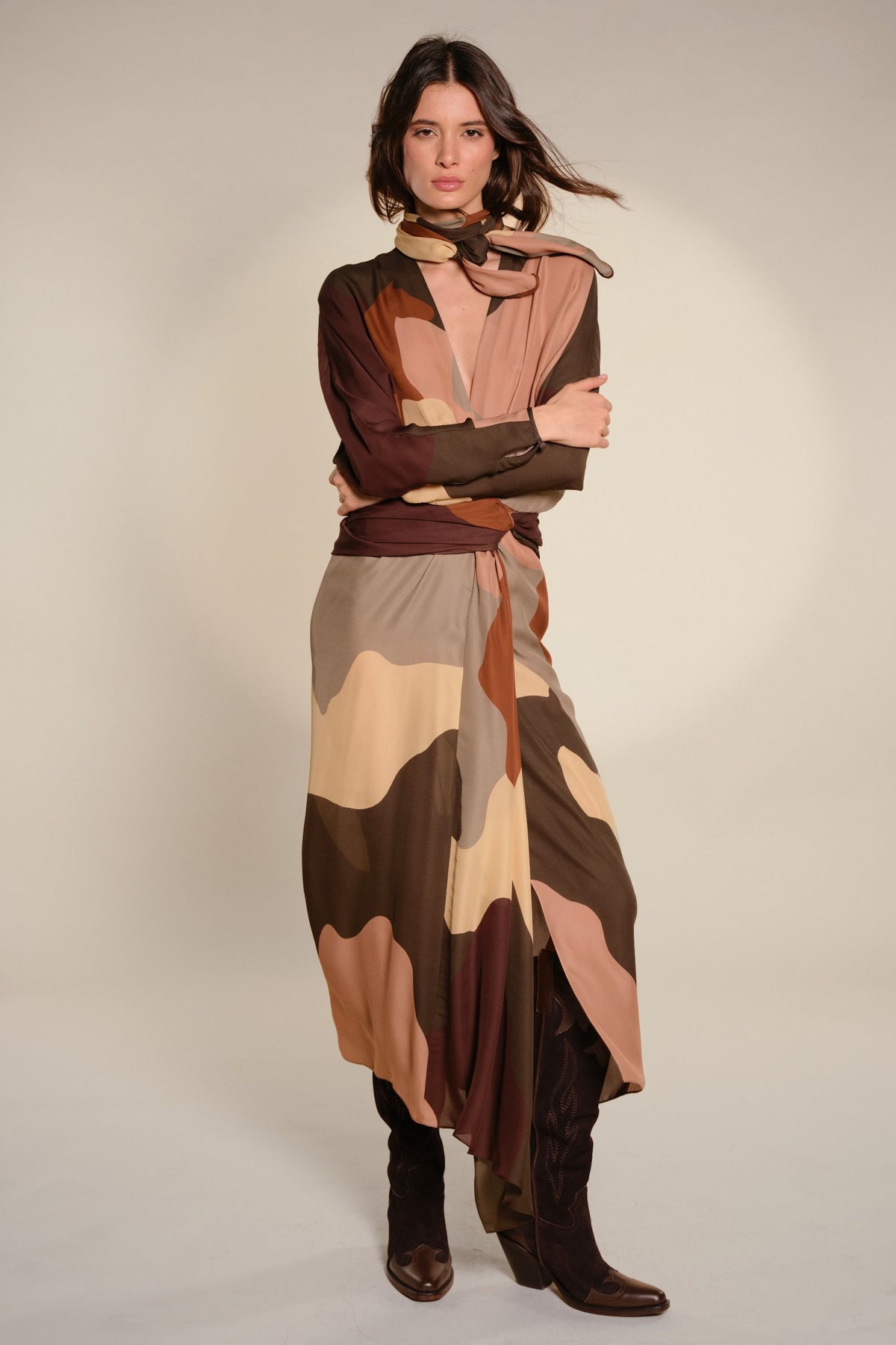 Robe Essence en soie - Marron