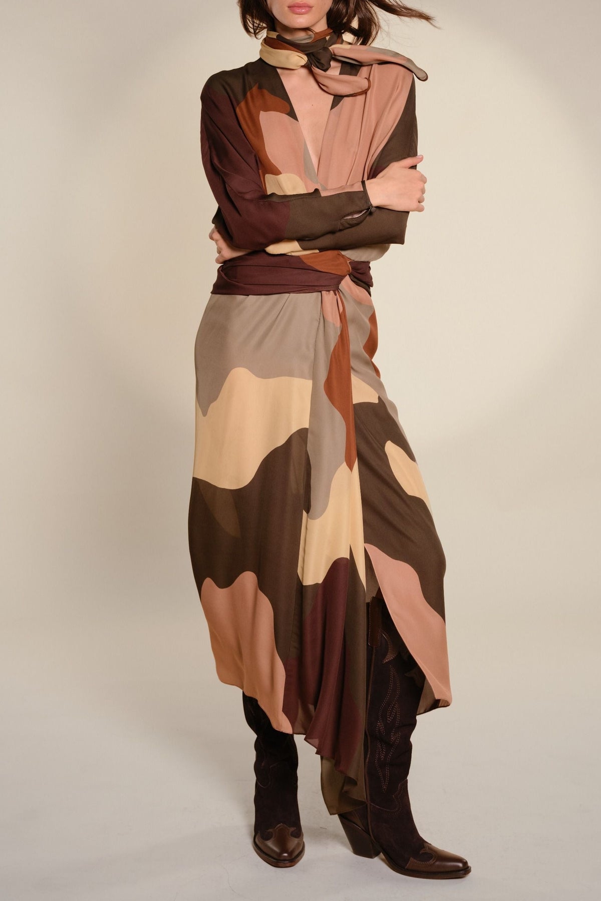 Essence silk dress - Brown