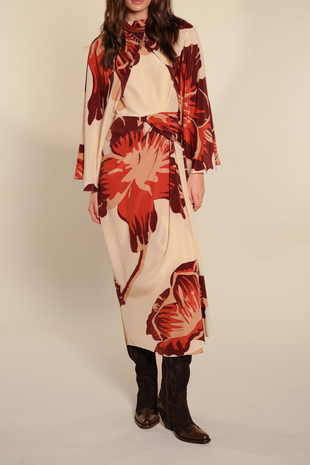 Robe Odyssey en soie - Rouge