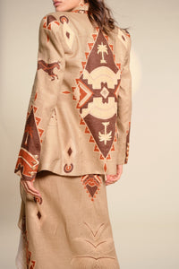 Calo linen jacket - Brown
