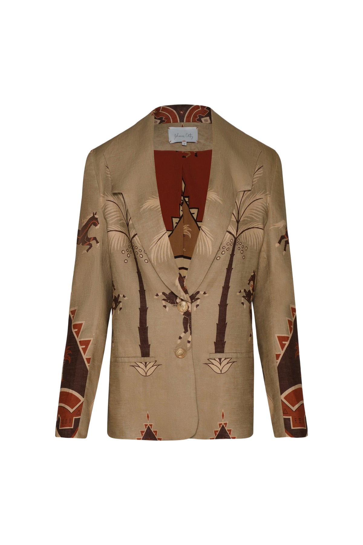 Calo linen jacket - Brown