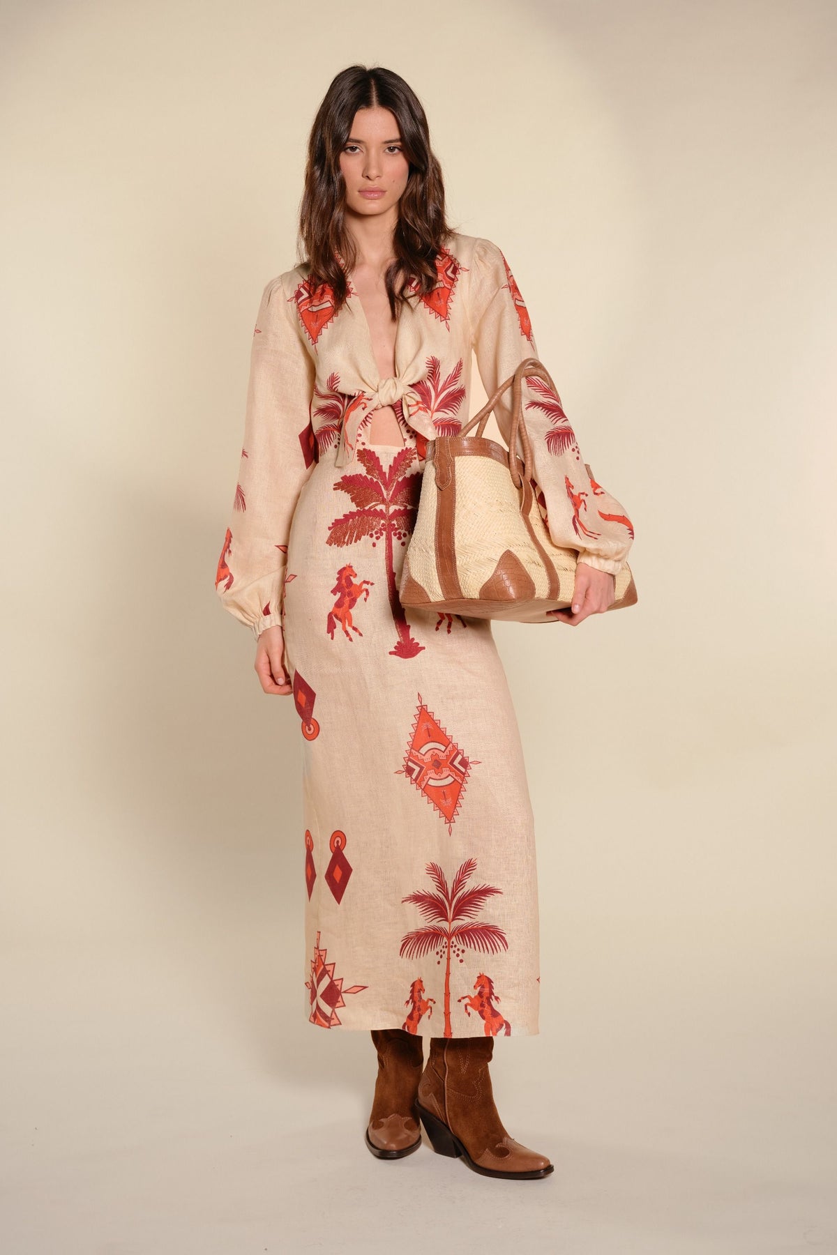 Robe Across Paradise en lin - Rouge