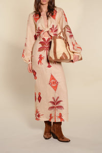 Robe Across Paradise en lin - Rouge