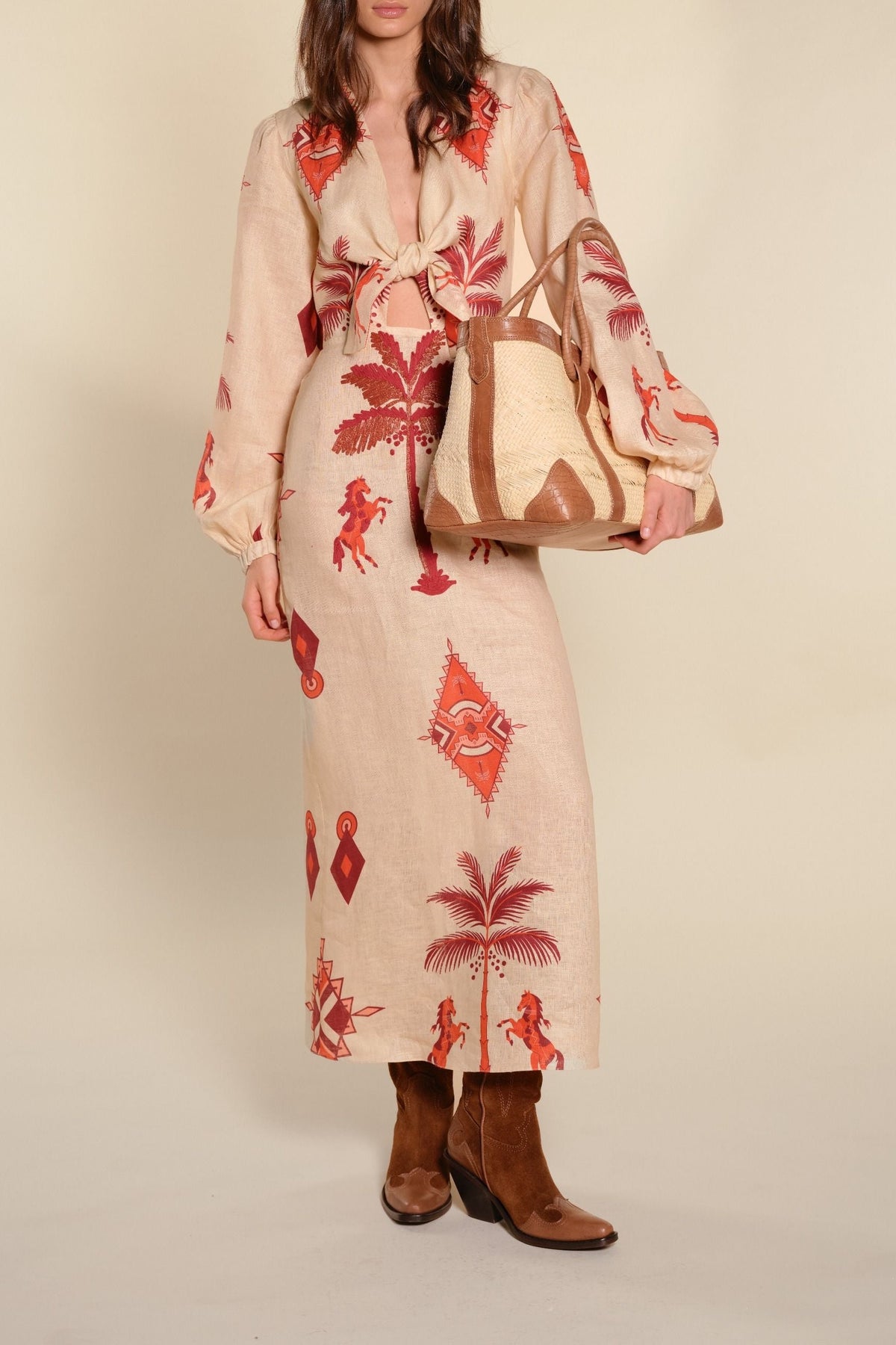 Robe Across Paradise en lin - Rouge