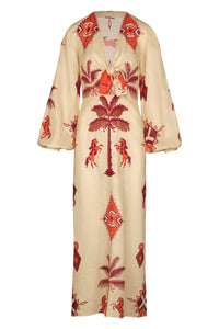 Robe Across Paradise en lin - Rouge