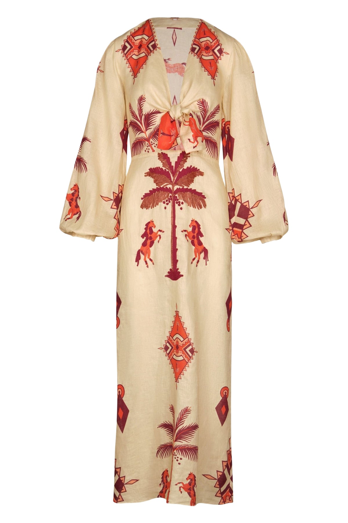Robe Across Paradise en lin - Rouge