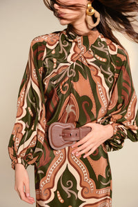 Blouse Intricate Islands en soie - Marron