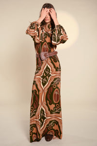 Blouse Intricate Islands en soie - Marron