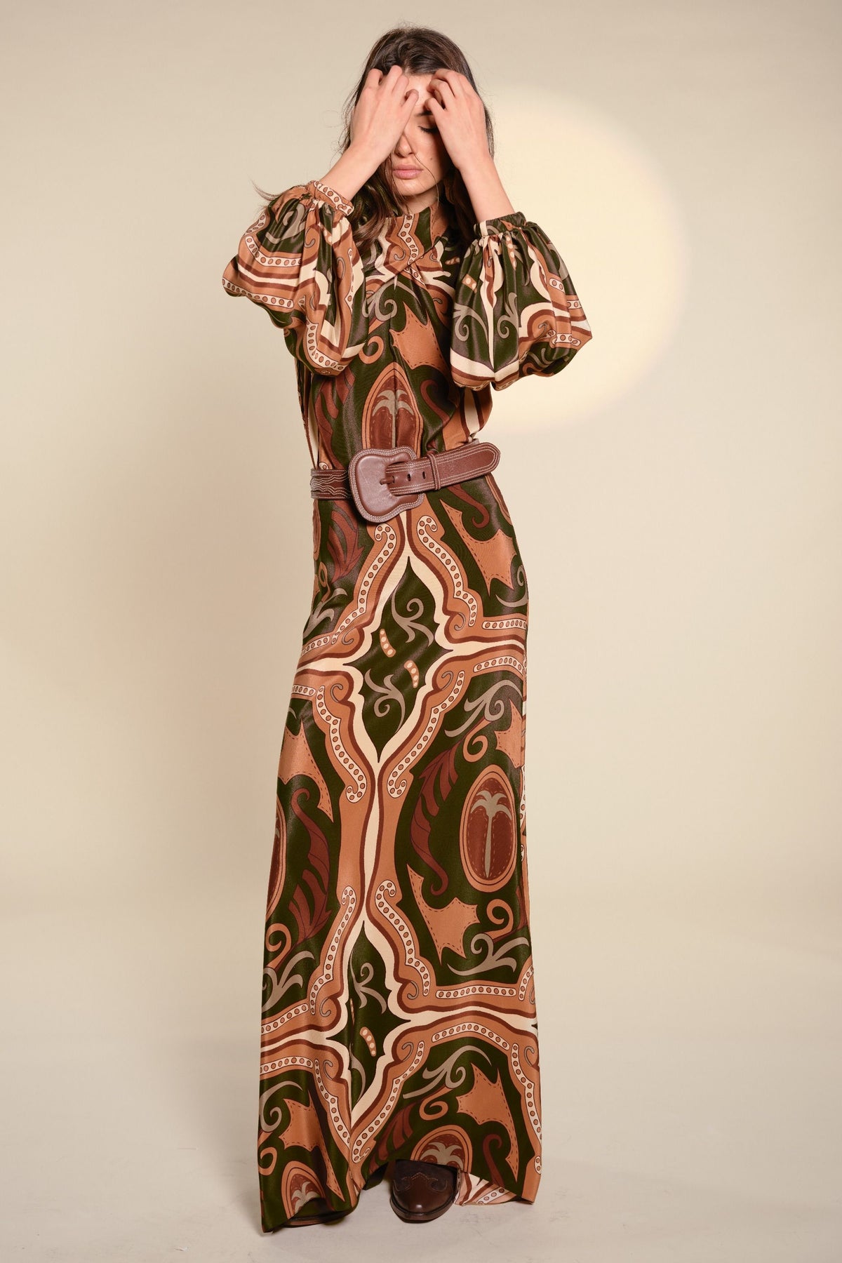 Blouse Intricate Islands en soie - Marron