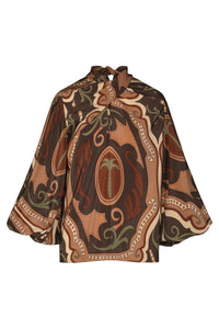 Blouse Intricate Islands en soie - Marron
