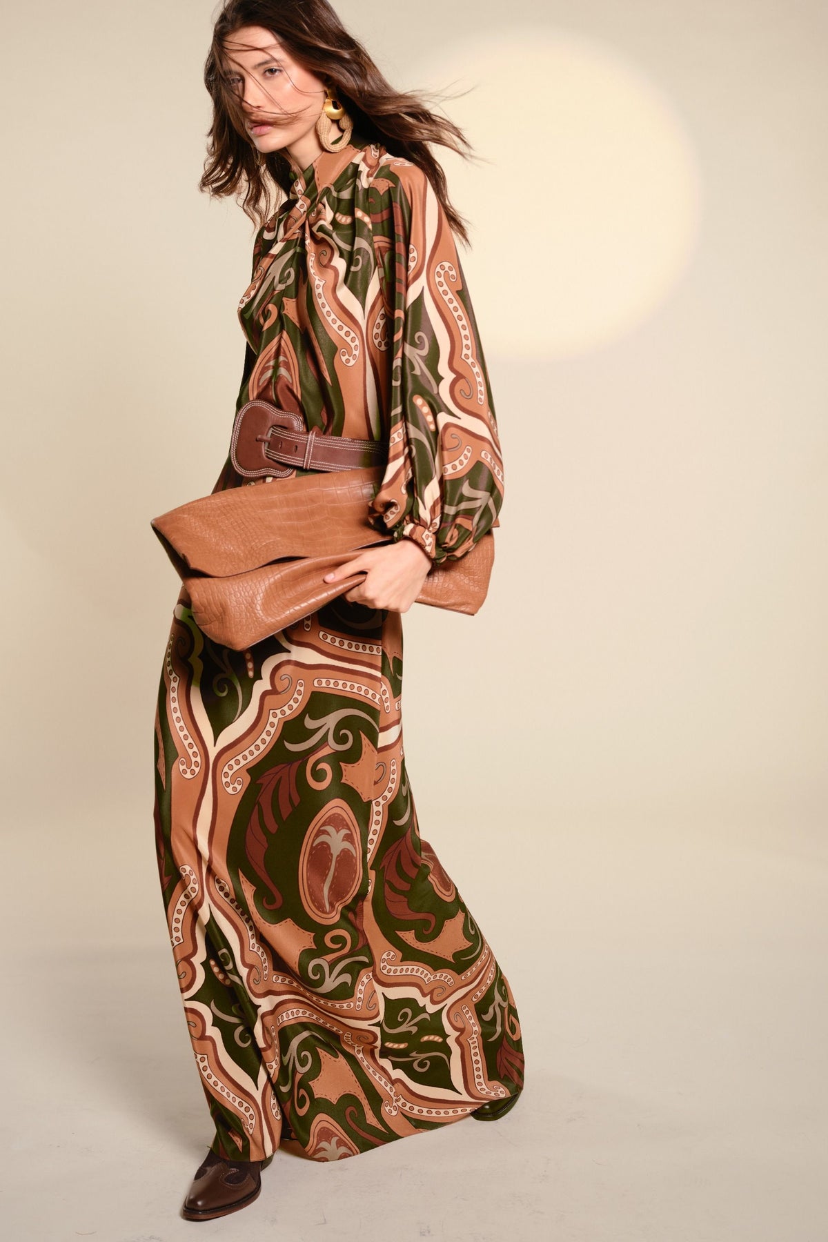 Blouse Intricate Islands en soie - Marron