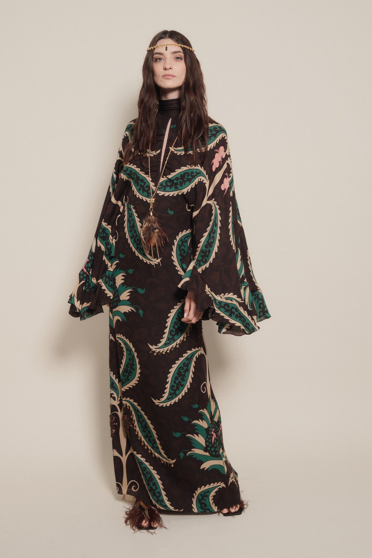 Traditional silk tunic dress - Brown