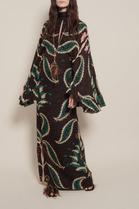 Robe-tunique traditionnelle en soie - Marron