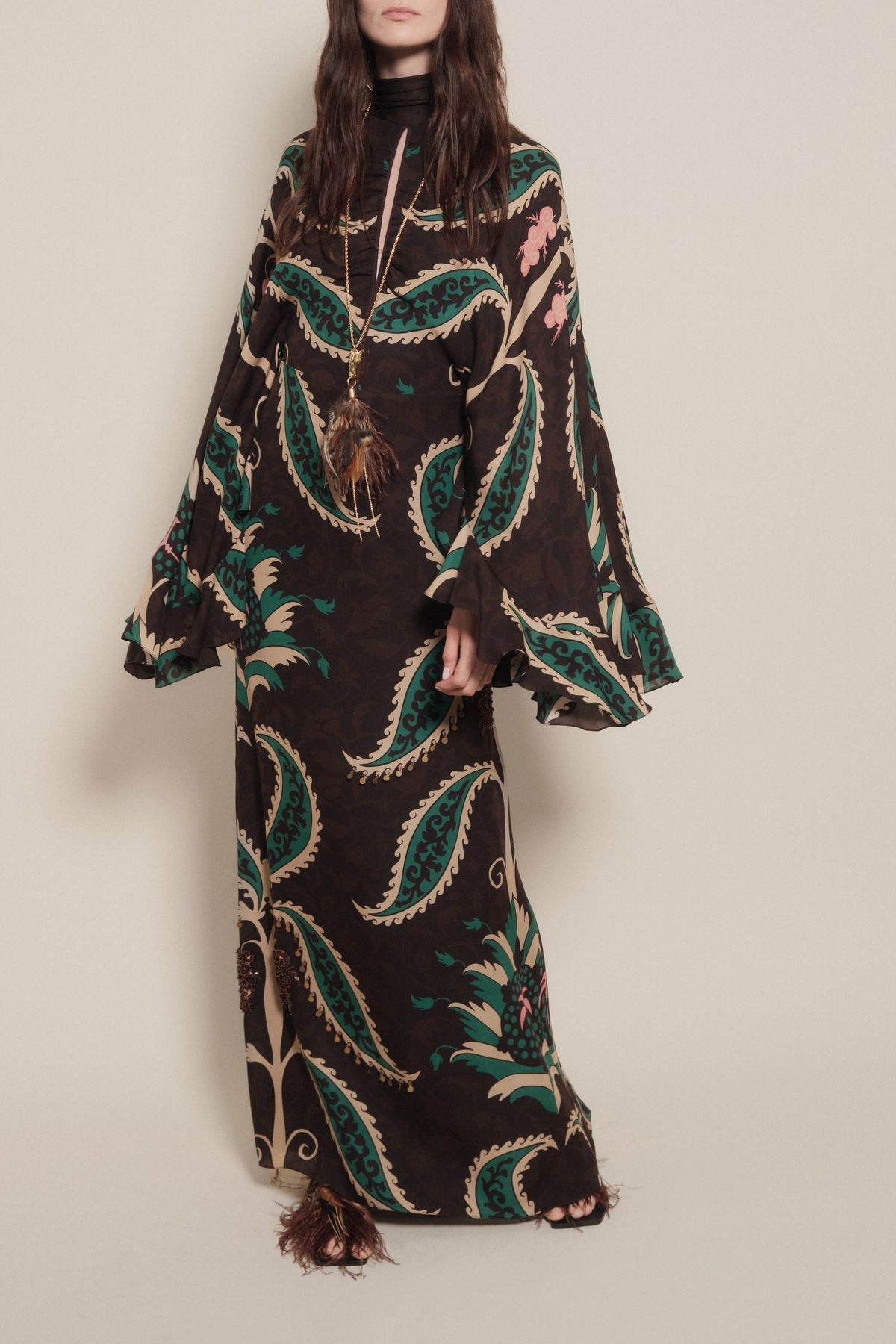 Robe-tunique traditionnelle en soie - Marron