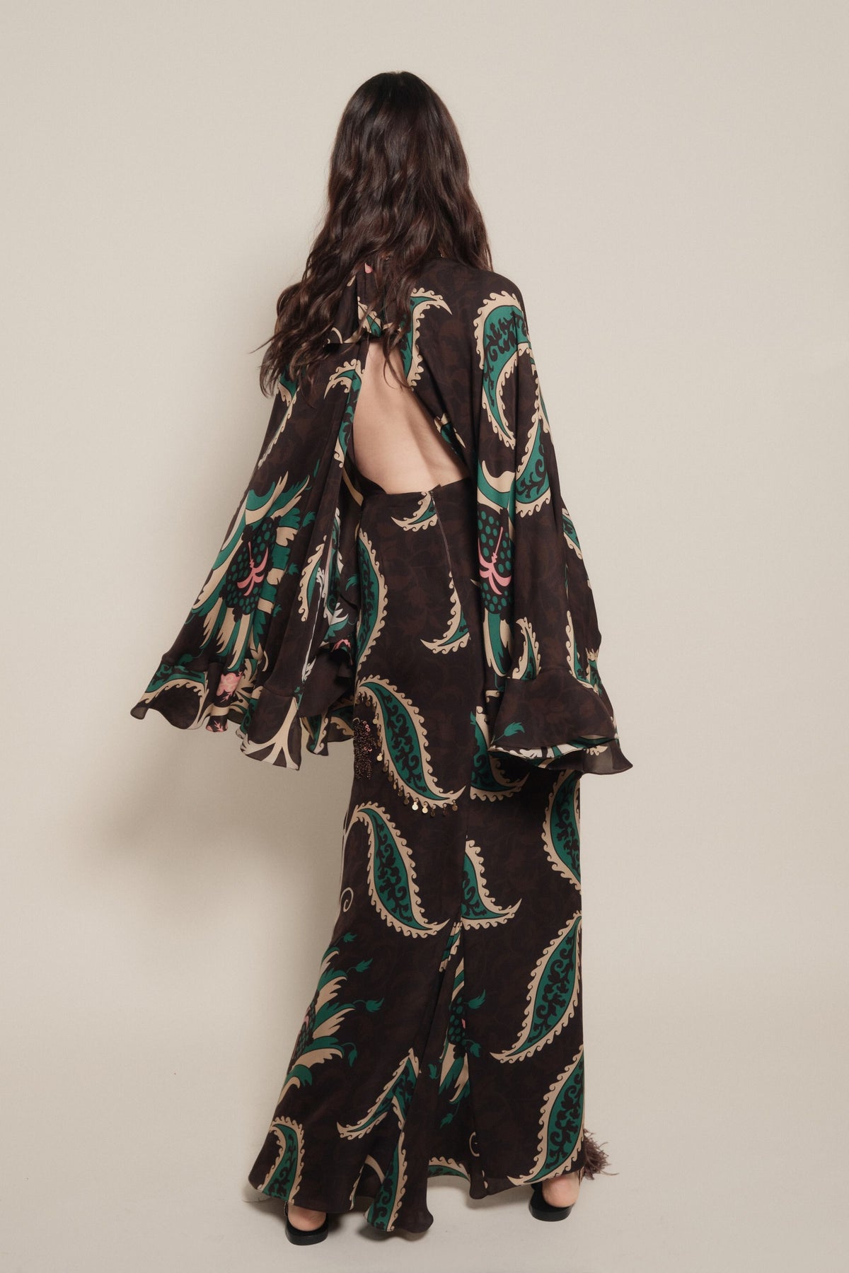Traditional silk tunic dress - Brown