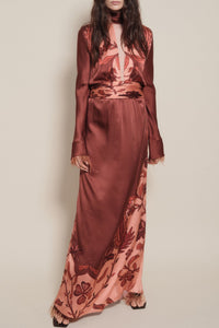 Artistic silk dress - Wine