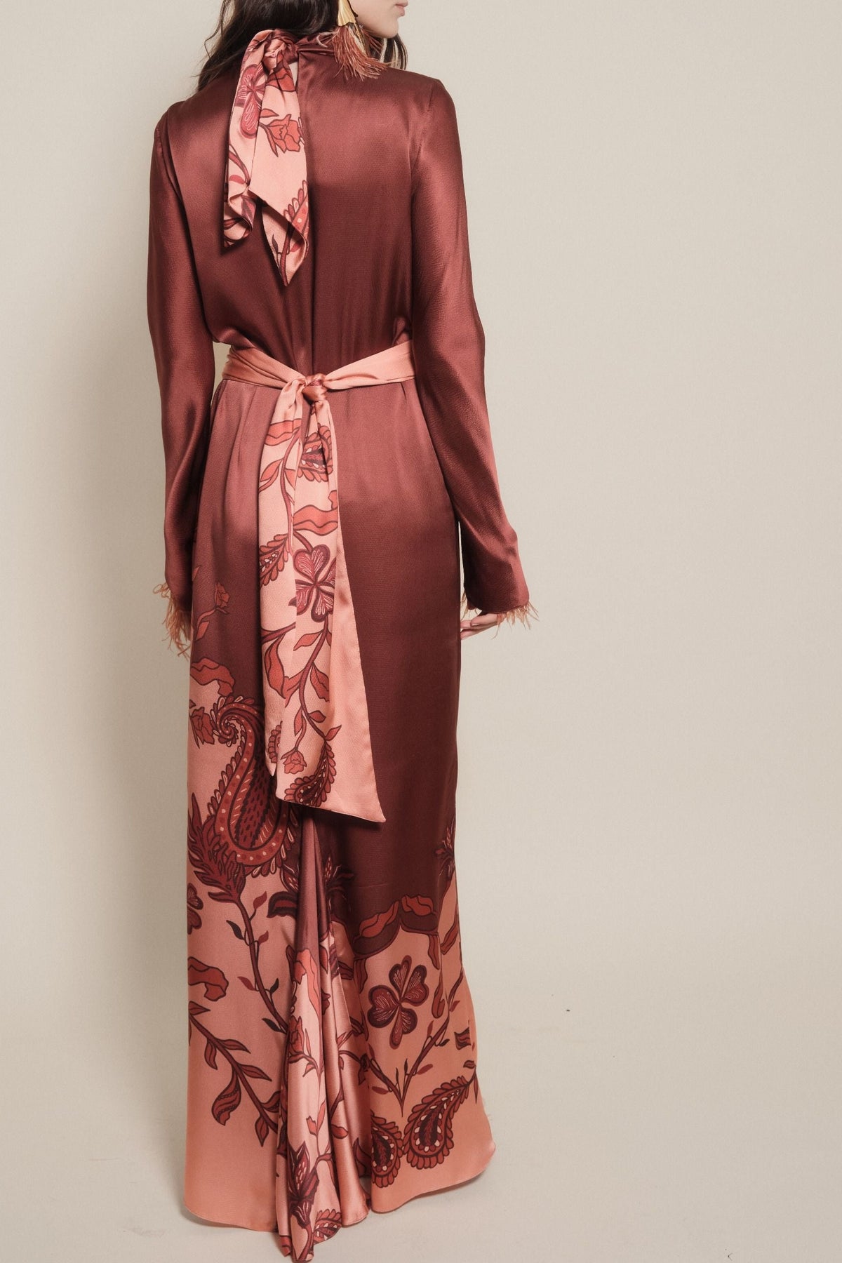 Artistic silk dress - Wine