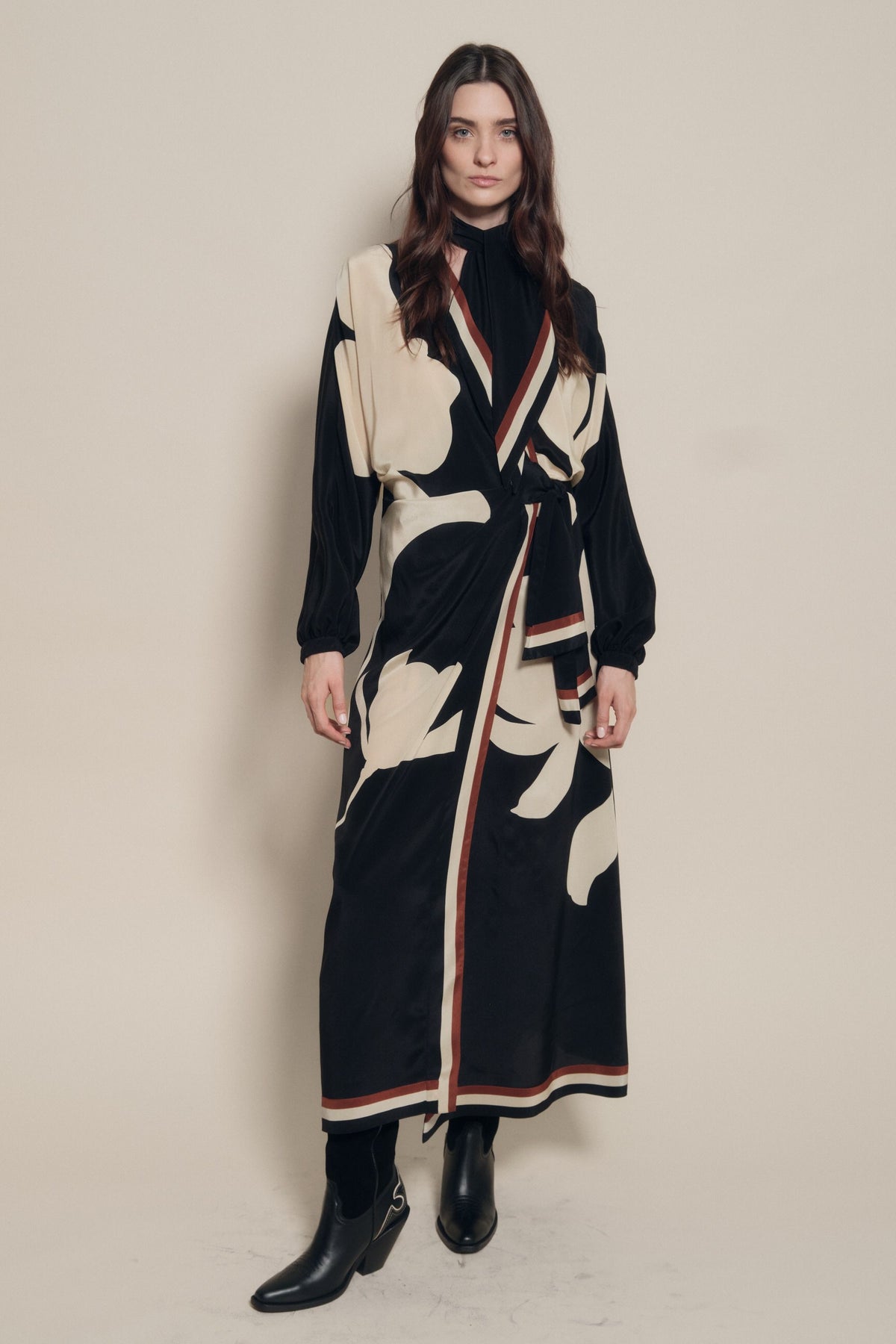 Robe Ollantay en soie - Noir