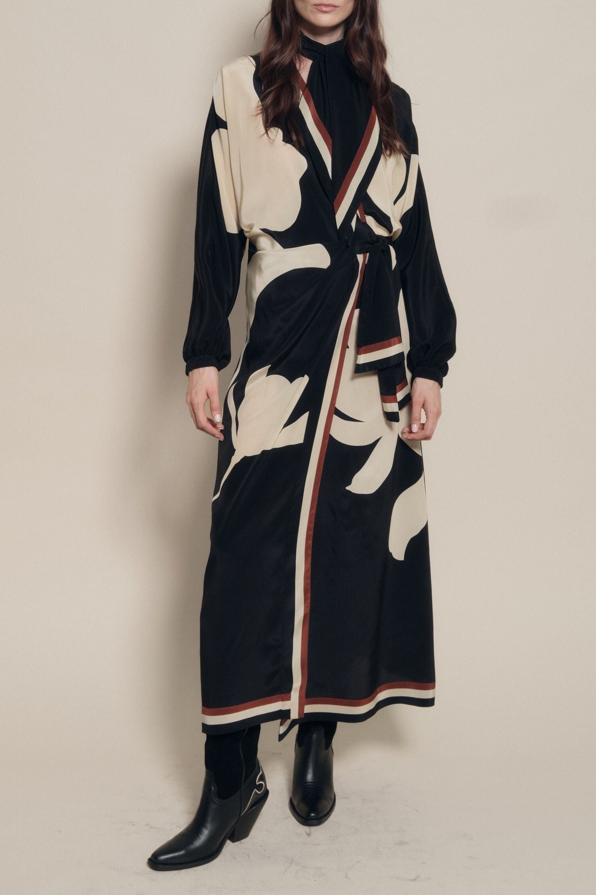Robe Ollantay en soie - Noir