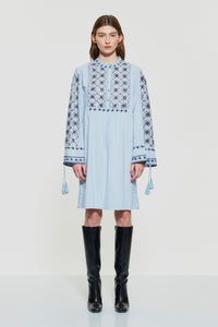 Robe courte brodée de sequins Joana - Blue