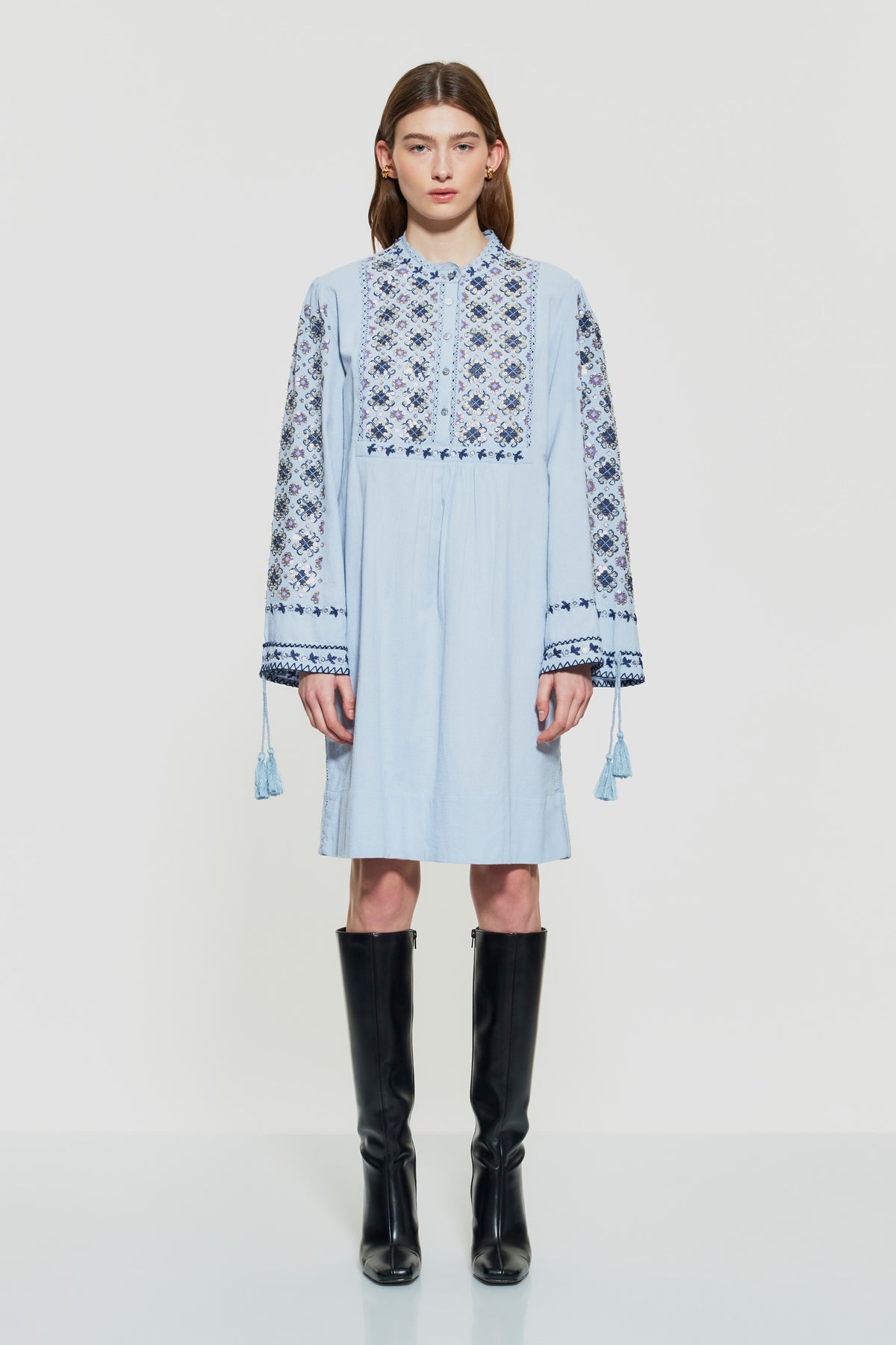 Robe courte brodée de sequins Joana - Blue