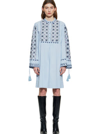 Robe courte brodée de sequins Joana - Blue
