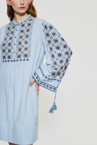 Robe courte brodée de sequins Joana - Blue