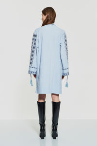 Robe courte brodée de sequins Joana - Blue