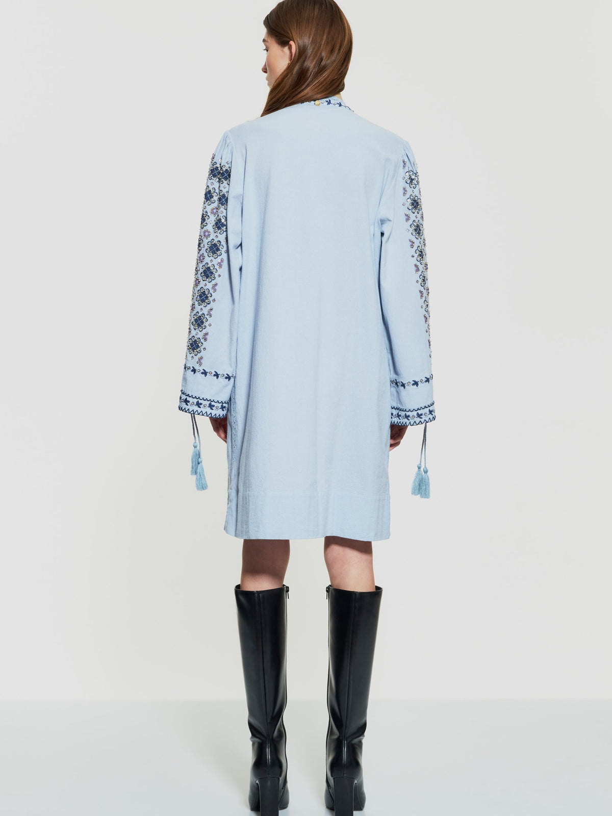 Robe courte brodée de sequins Joana - Blue