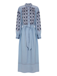 Robe longue brodée de sequins Joana - Blue