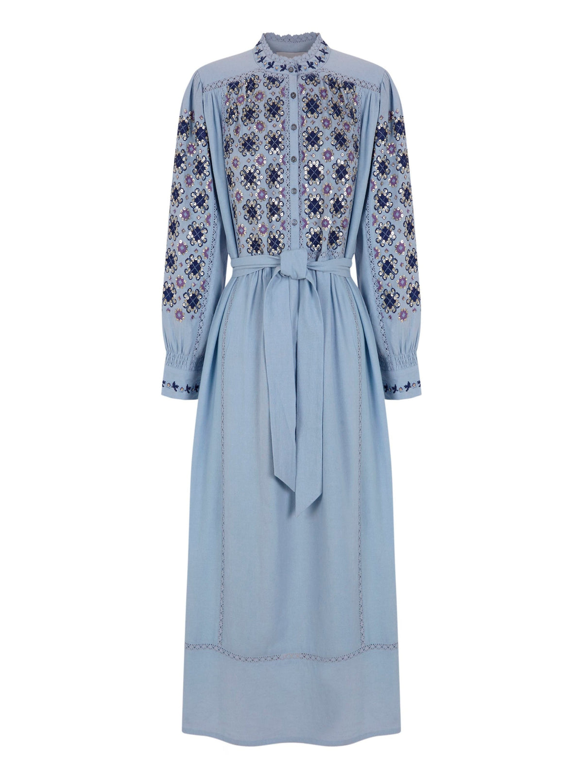 Robe longue brodée de sequins Joana - Blue