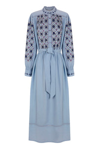 Robe longue brodée de sequins Joana - Blue
