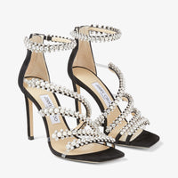 Sandales Josefine 100 en daim à cristaux - Black & Crystal