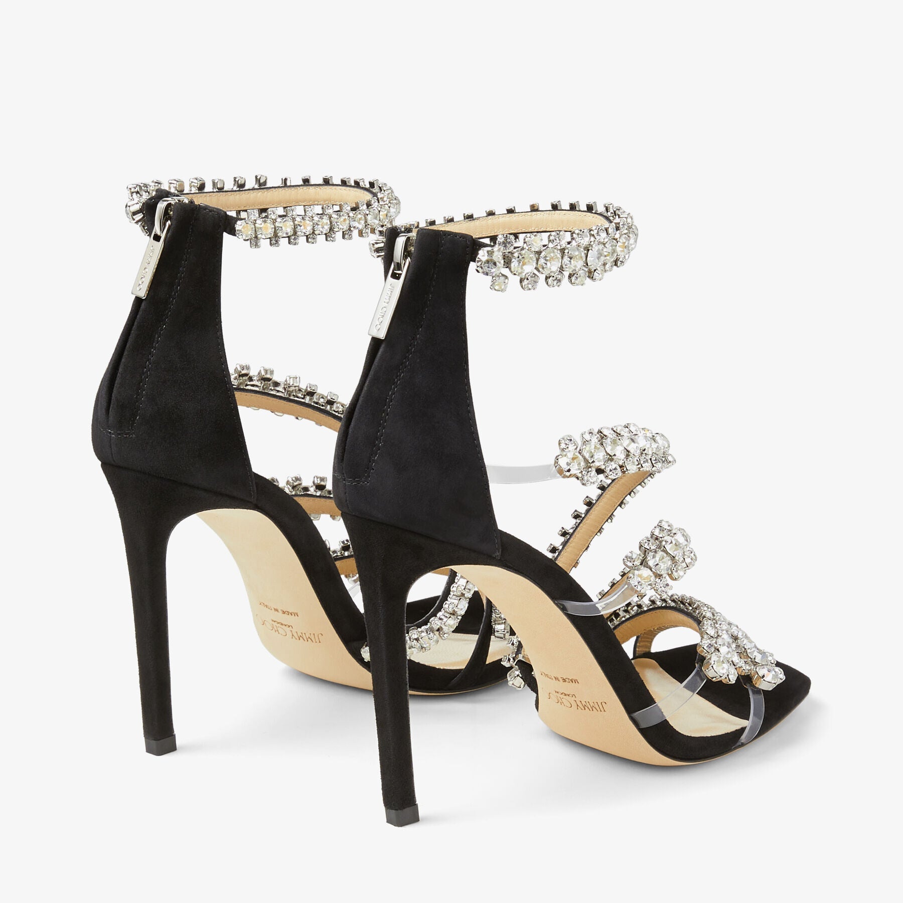 Sandales Josefine 100 en daim à cristaux - Black & Crystal
